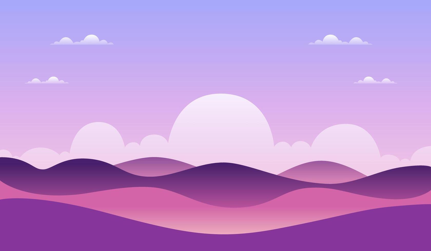 Wavy Plains And Clouds Above With Gradient Colors vector