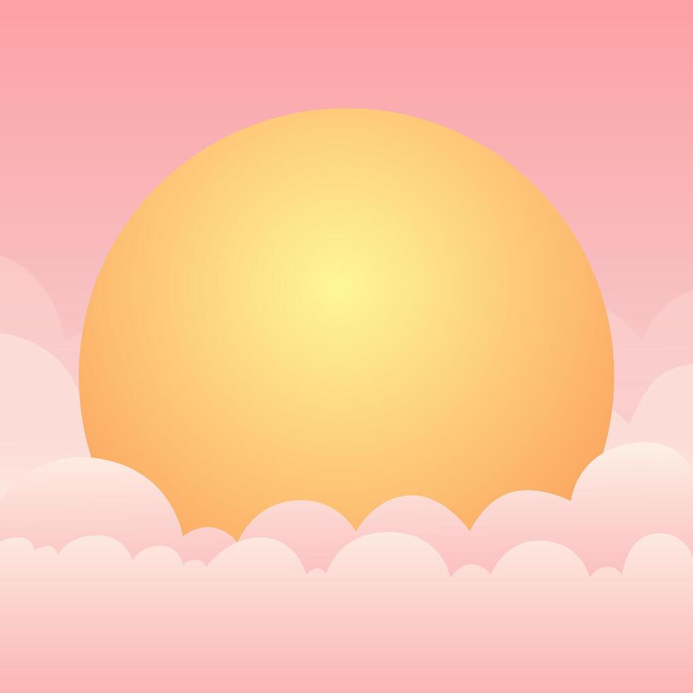 Cloud Background With Sun In The Middle And Pink Yellow Gradient Color vector