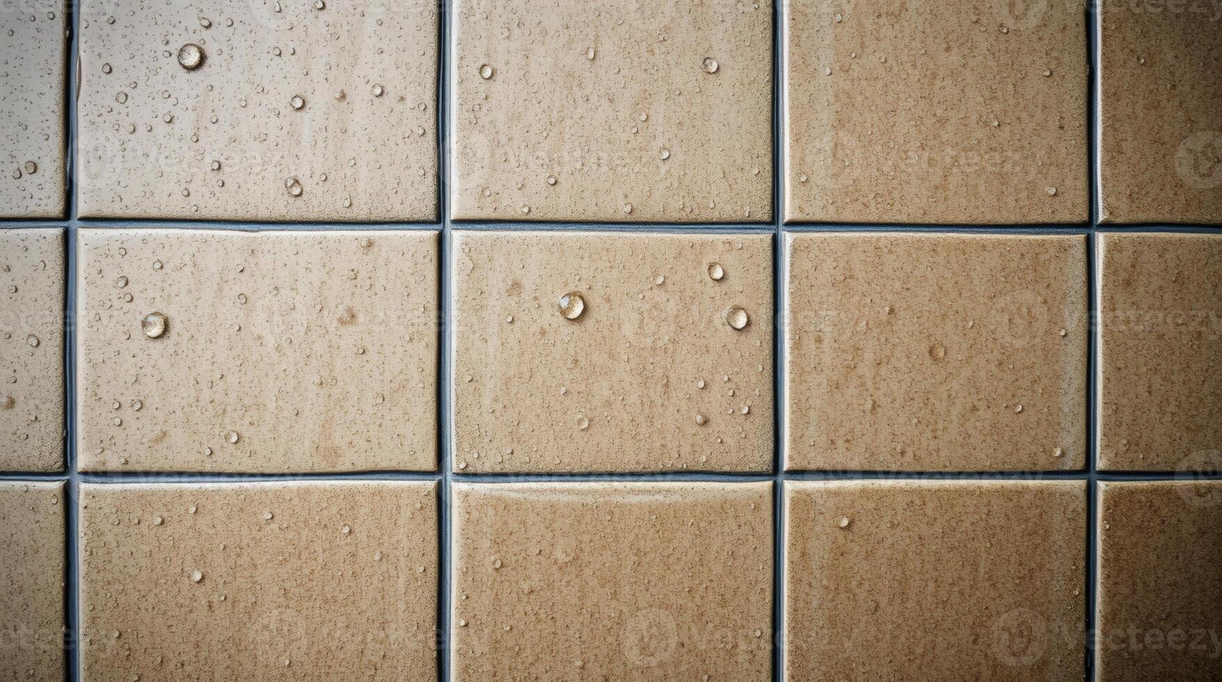 Closeup of wet brown ceramic tiles texture. photo