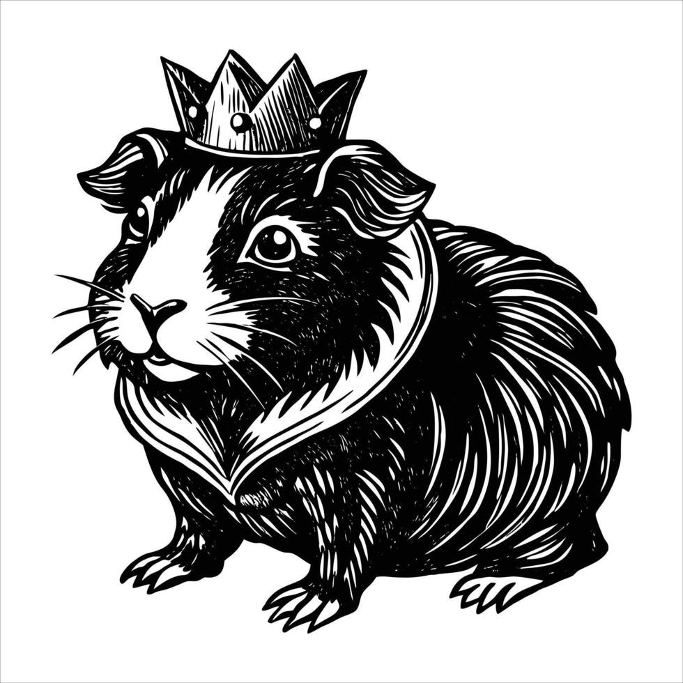 guinea pig wearing a tiny crown vector