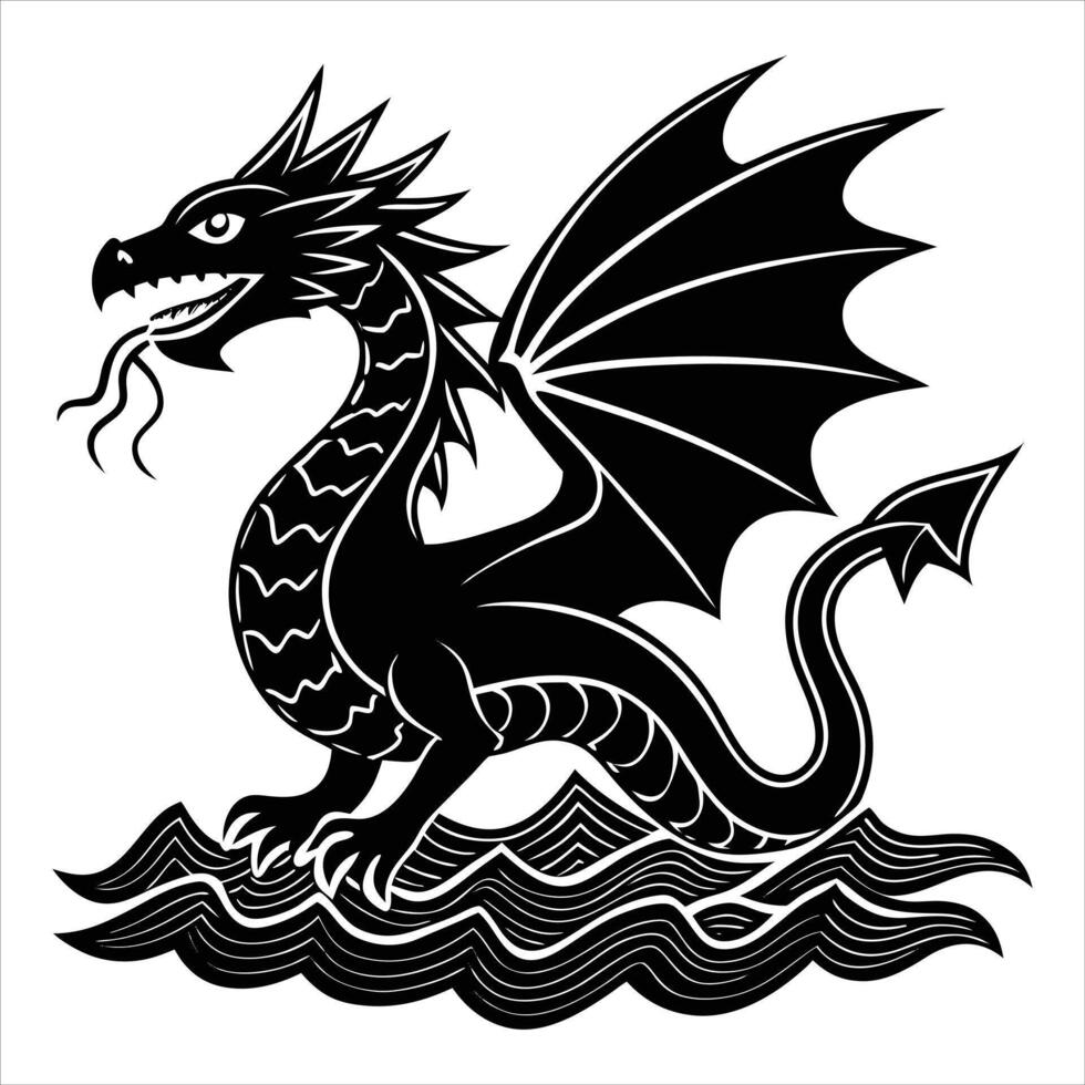 Fantasy dragon silhouette vector