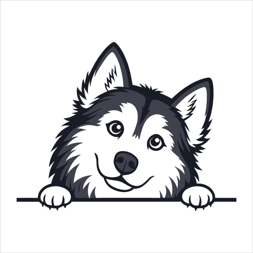 Peeking Alaskan Malamute Dog Vectors