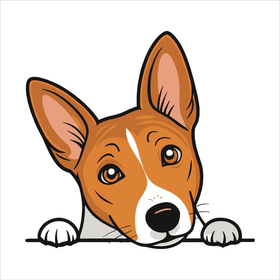 Peeking Basenji Dog vector