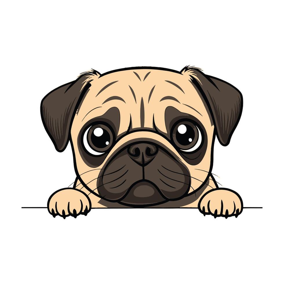 Peeking Pug Dog T shirt Design vector