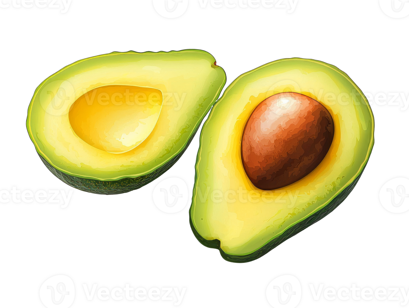 Sliced Avocado Showing Inner Seed png