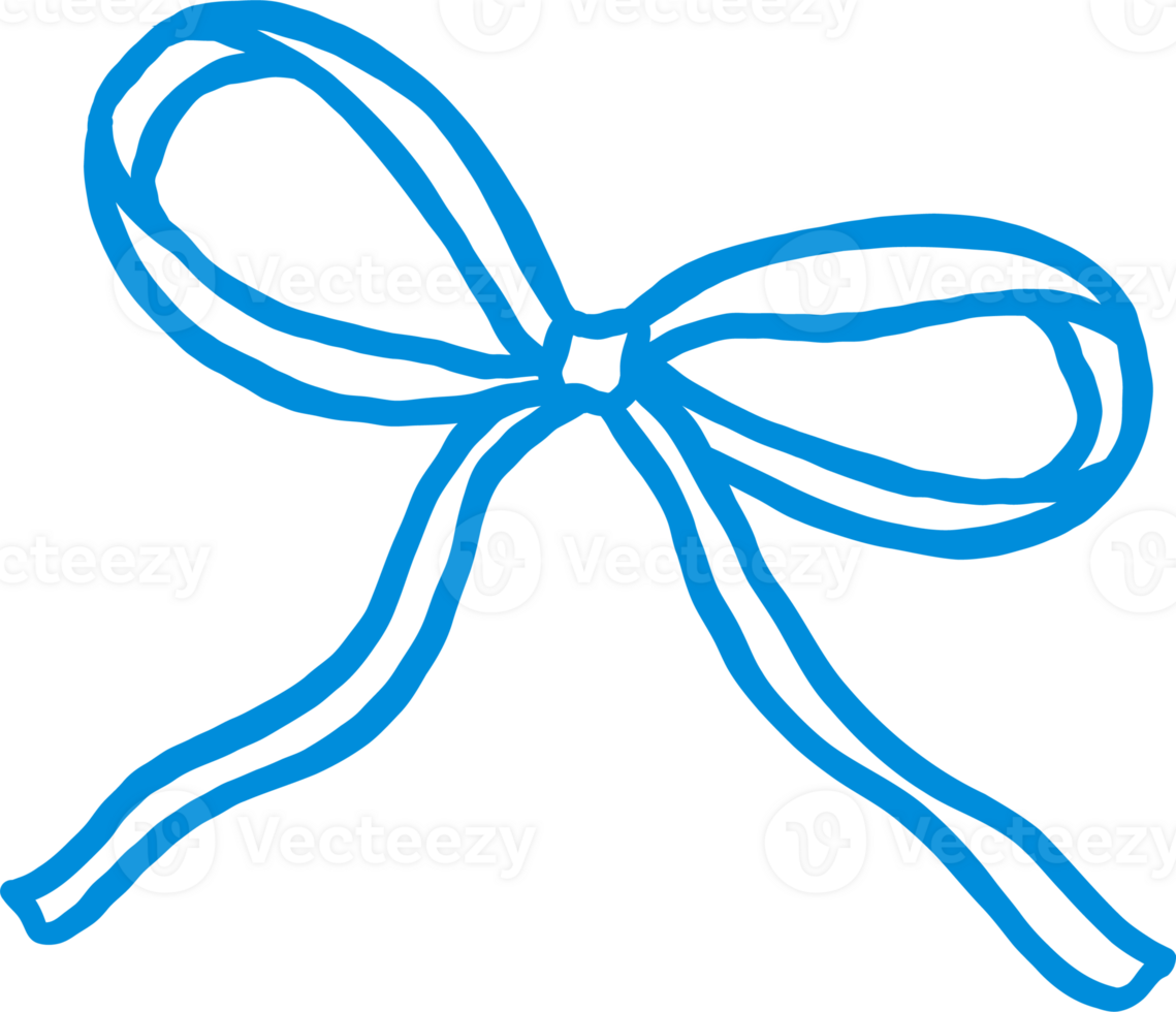 Wavy Ribbon Bow Decorative Outline Playful Hand Draw png