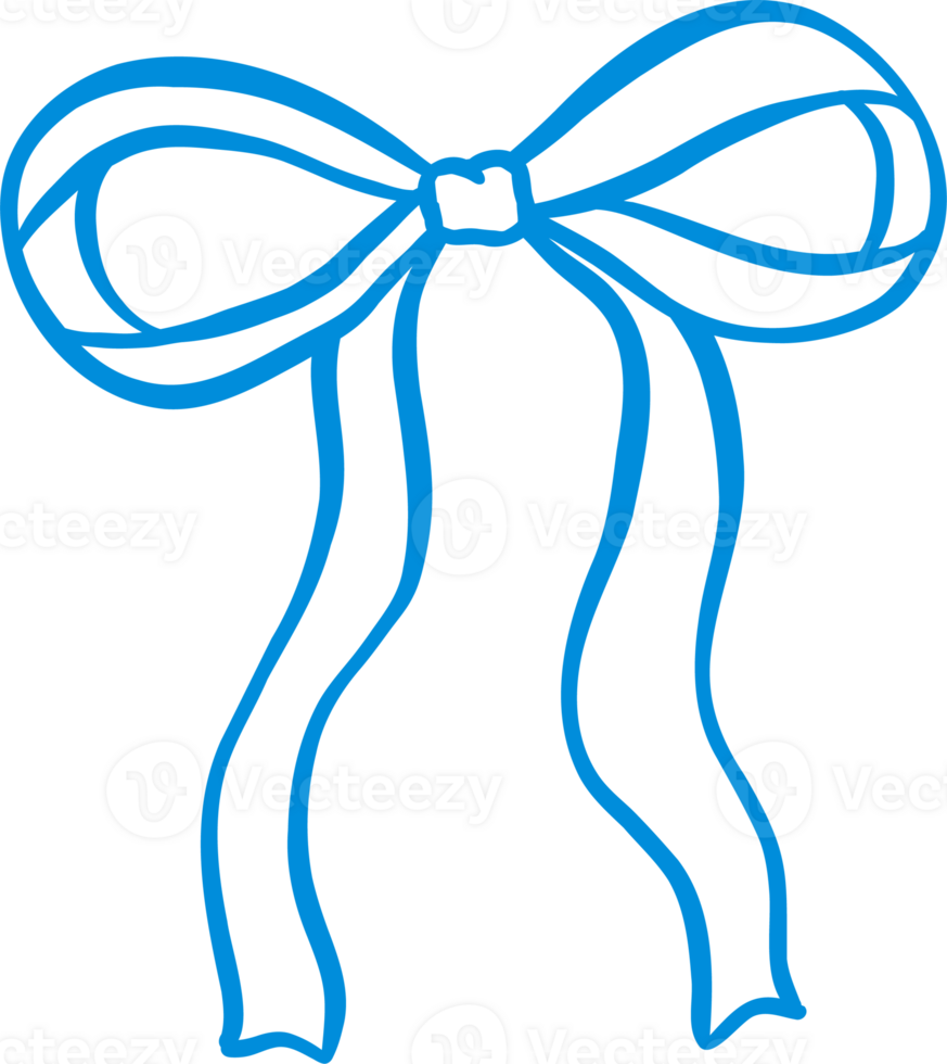 Girly Ribbon Bow Decorative Outline Playful Hand Draw png