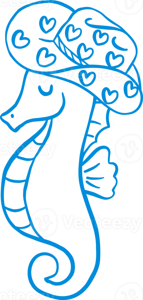 Coastal Cowgirl Seahorse Outline Playful Hand Draw png