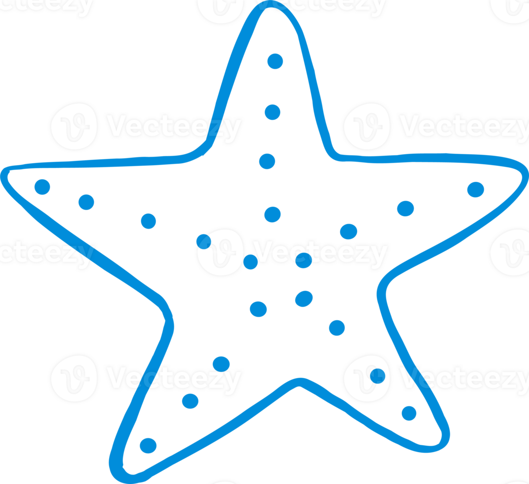 Simple Starfish Outline Playful Hand Draw png