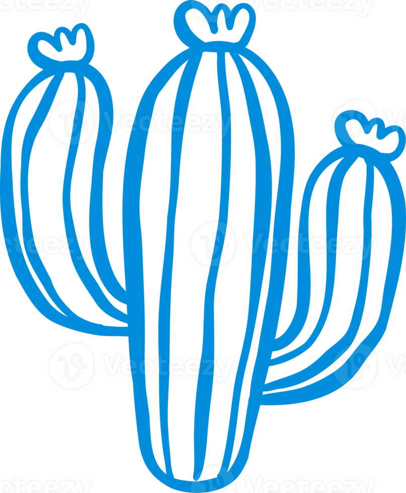 Coastal Cowgirl Cactus Outline Playful Hand Draw png