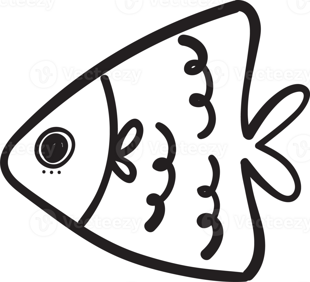 Cute Little Fish Outline Hand Drawn png