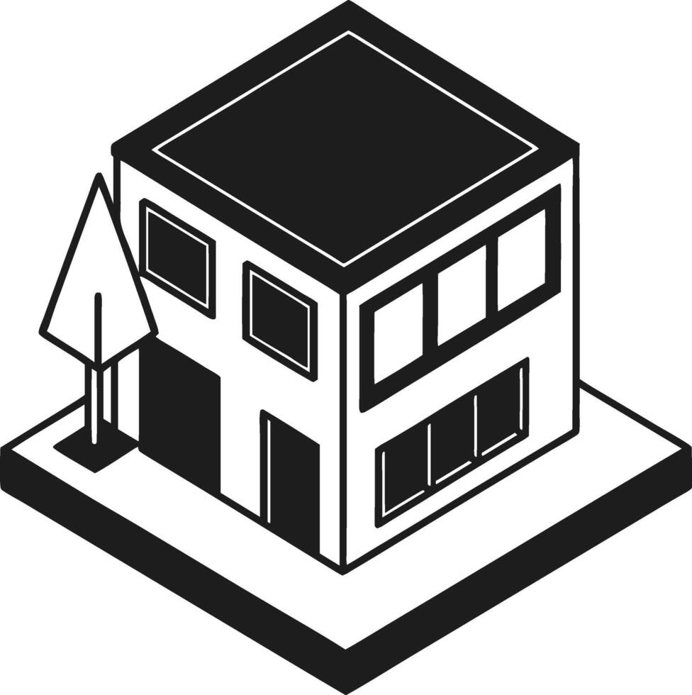 Isometric Modern Black House Illustration vector