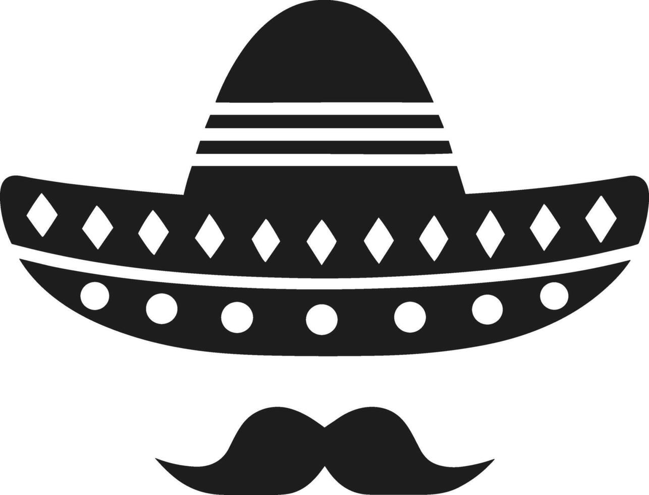 Minimalist Sombrero and Mustache Silhouette - Mexican Culture Symbol vector