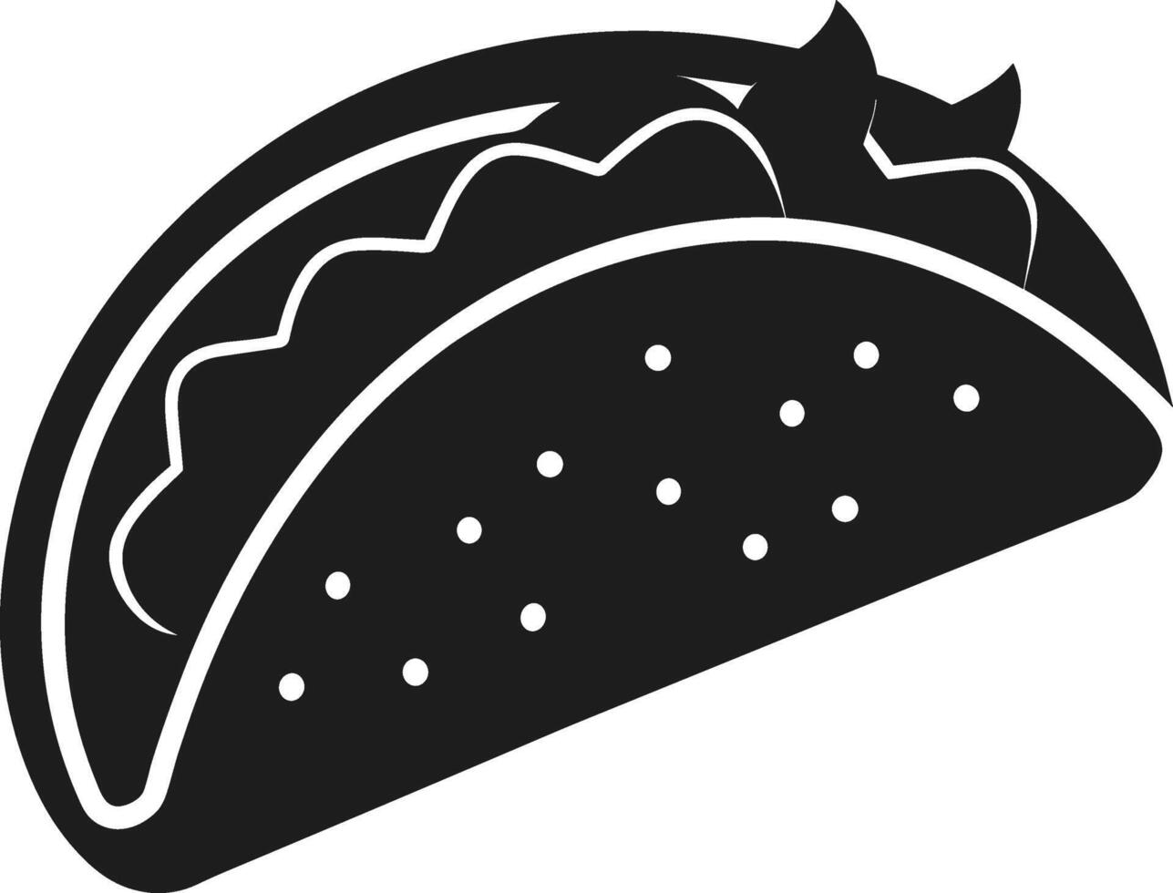 Taco Silhouette - Mexican Cuisine Icon with Toppings in Black Style vector