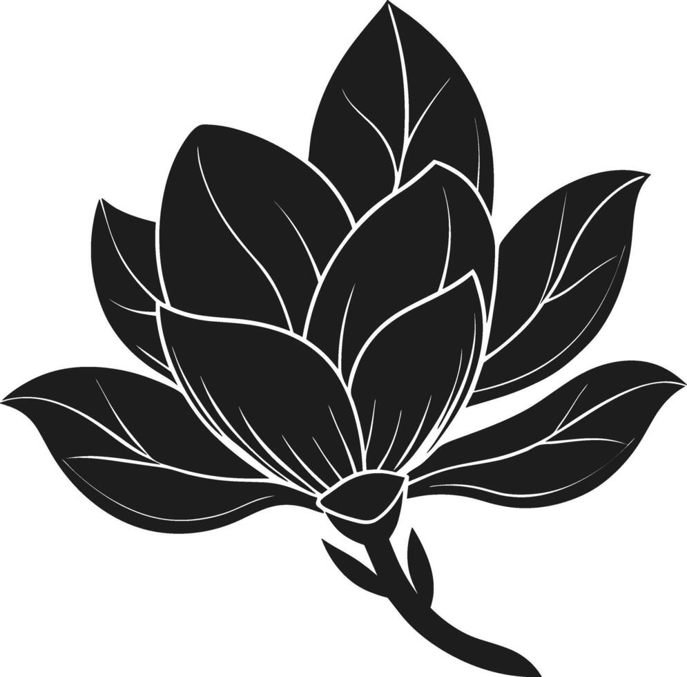 Elegant Magnolia Silhouette - Minimalist Spring Floral Illustration vector