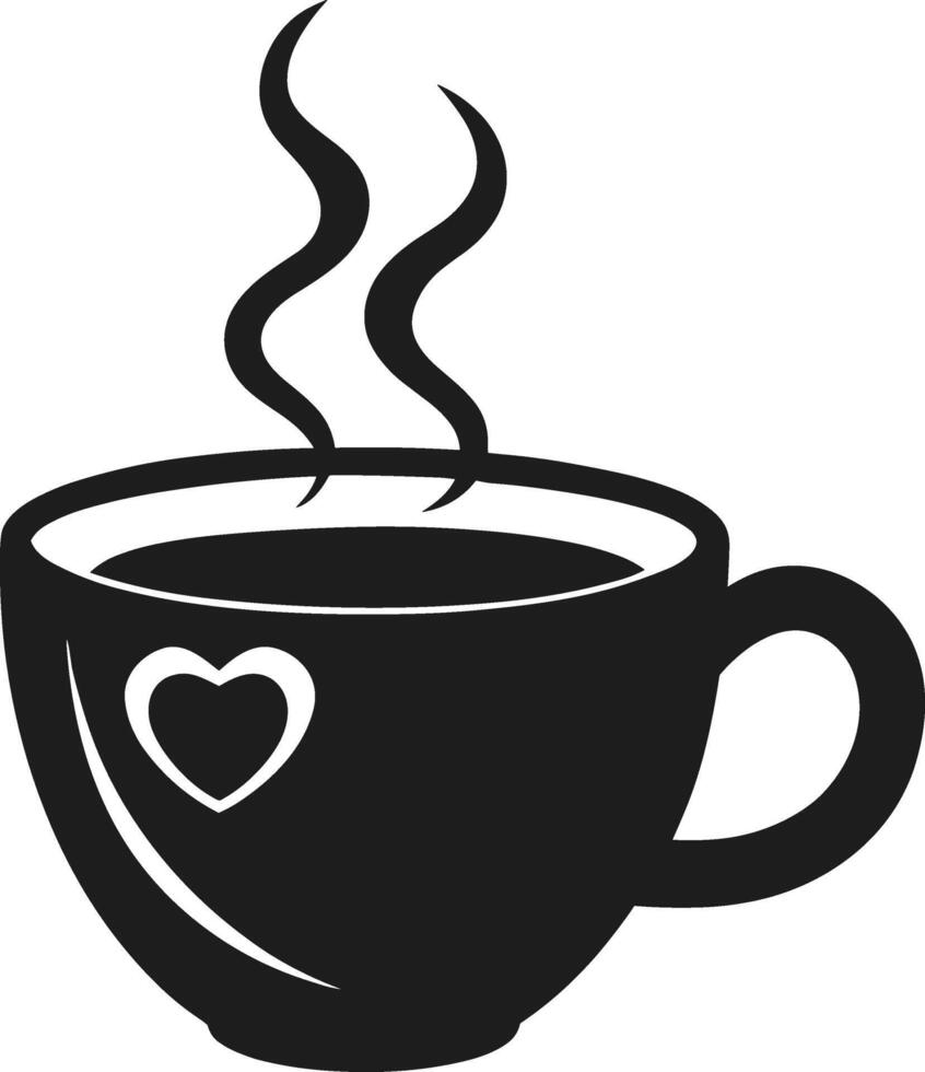 Steaming Coffee Cup with Heart - Romantic Cafe Illustration vector