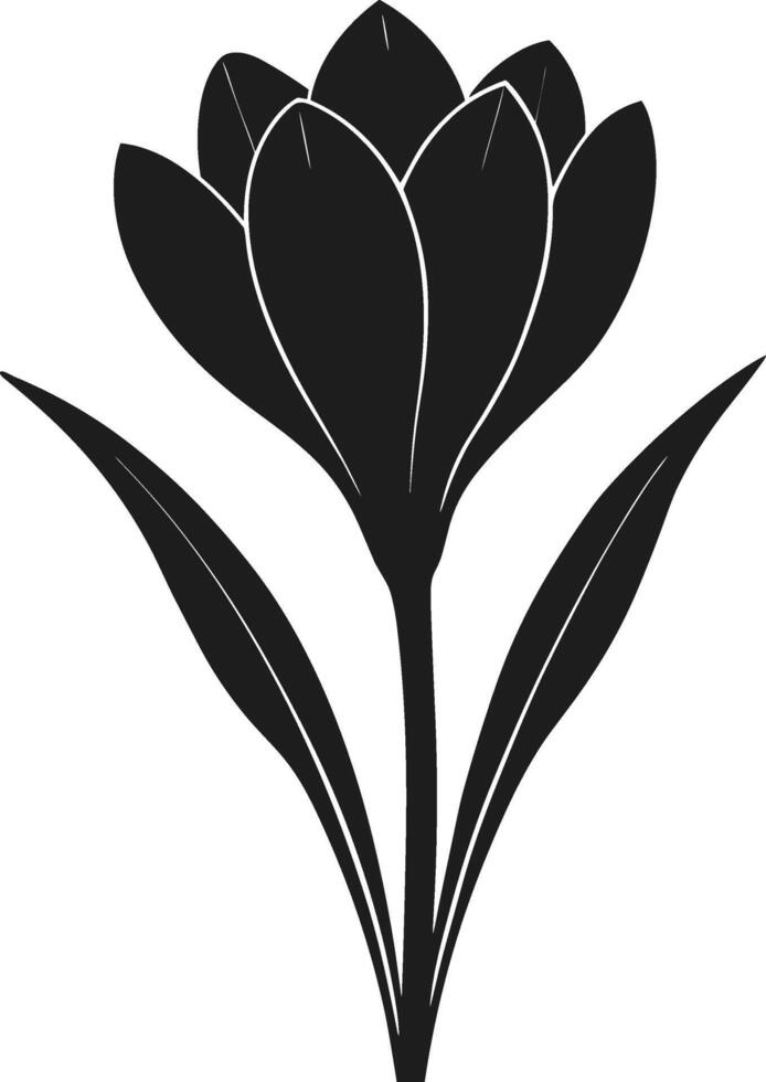 A Minimalist Crocus Flower Silhouette - Elegant Spring Floral vector
