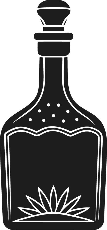Tequila Bottle Silhouette - Black Agave Liquor Icon vector