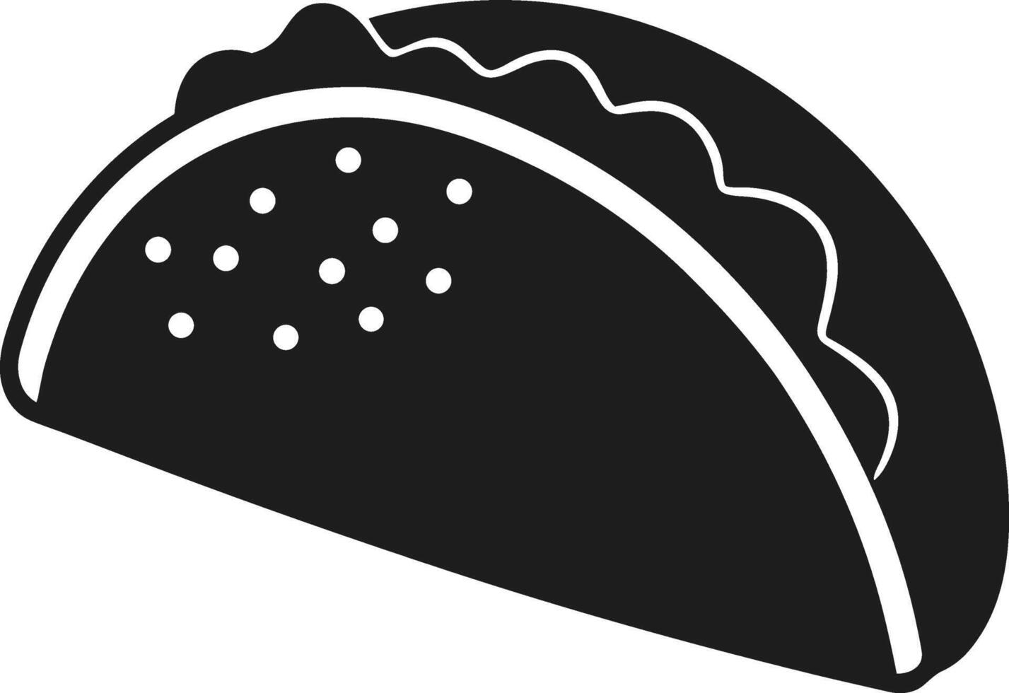 Taco Silhouette - Mexican Food Icon in Black Design vector