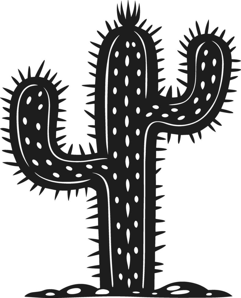 Bold Cactus Silhouette - Minimalist Desert Illustration vector