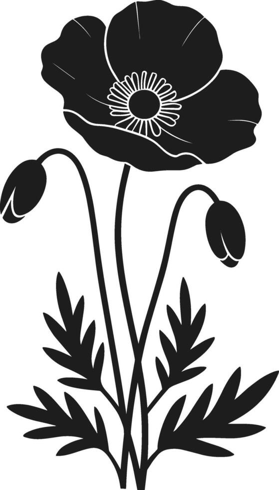 Memorial Day Poppy Flower Silhouette Illustration vector