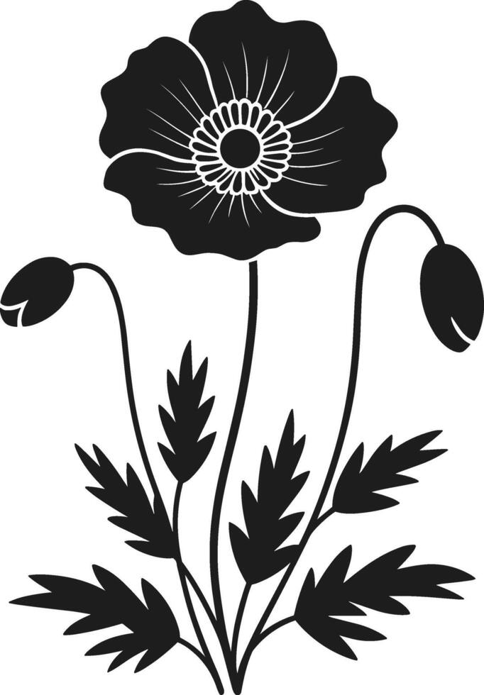 Memorial Poppy Silhouette - Symbol of Remembrance and Honor vector