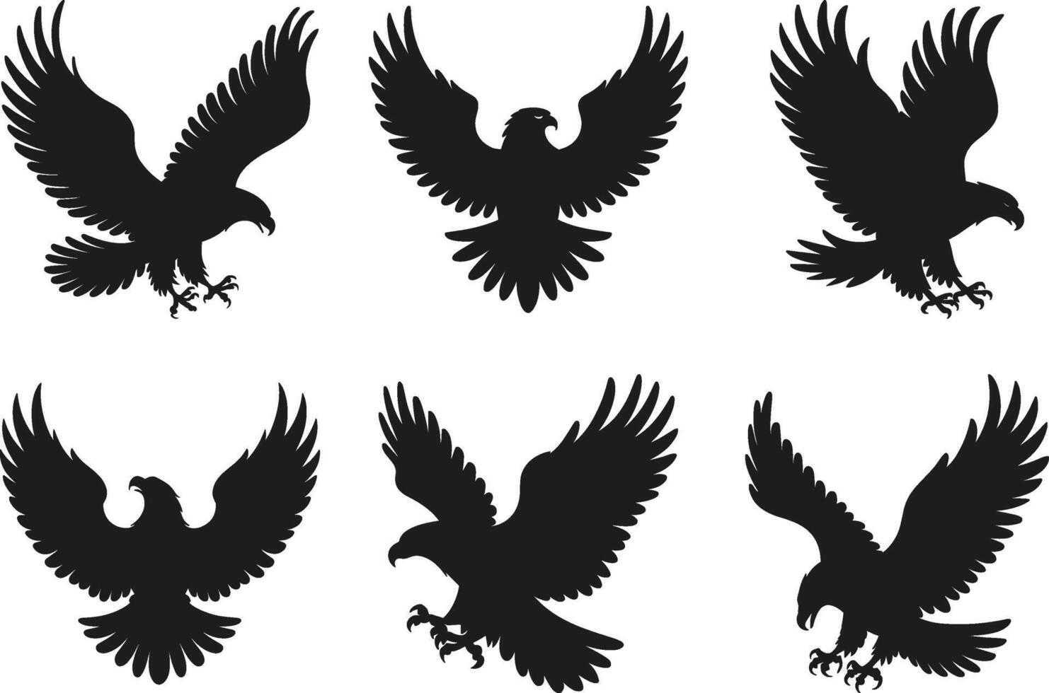 Set of Majestic Eagle Silhouettes - American Symbol of Freedom and Strength vector