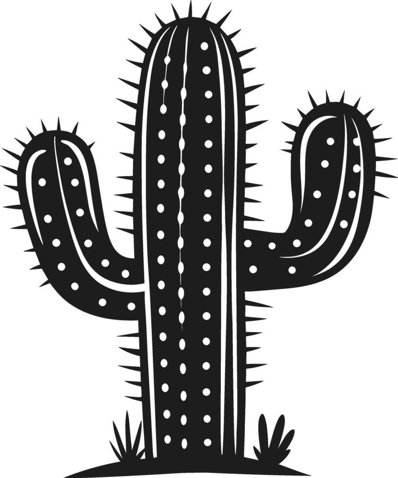 Desert Cactus Silhouette - Black Illustration vector