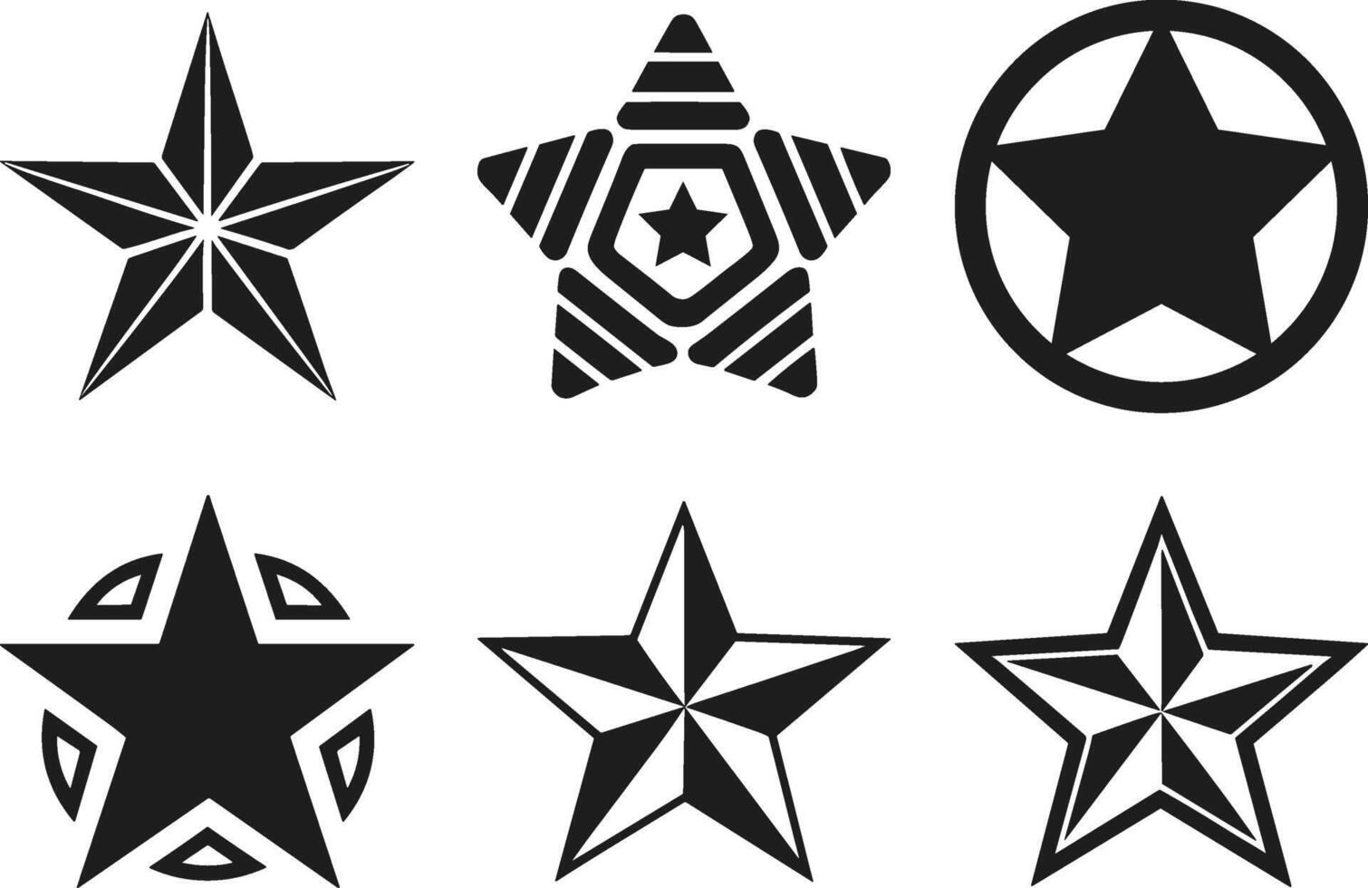 Set of Patriotic Star Silhouettes - Military and Memorial Day Icons vector