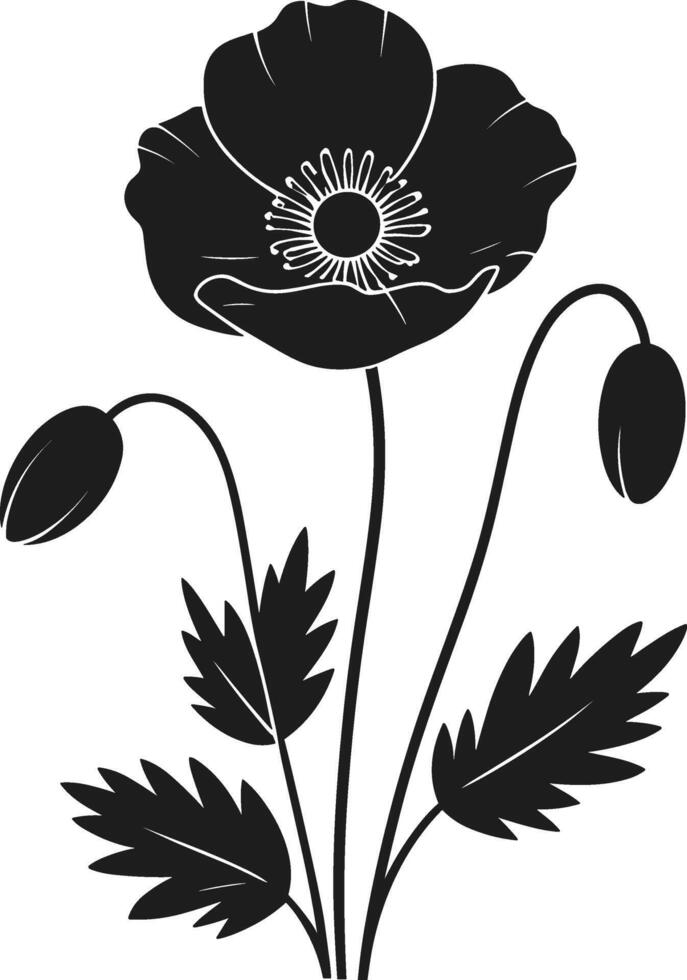 Elegant Poppy Silhouette - Memorial Day Tribute Illustration vector