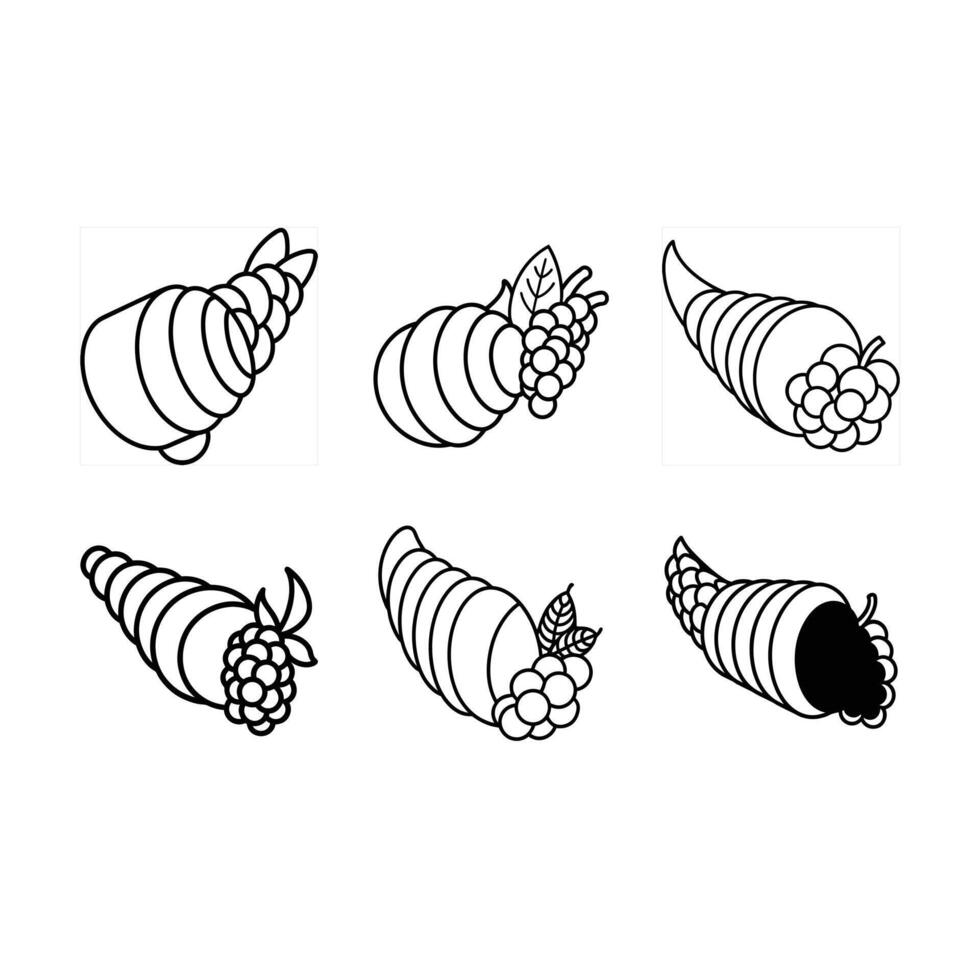 Colorful cornucopia perfect for fall, harvest, or Thanksgiving-themed designs vector