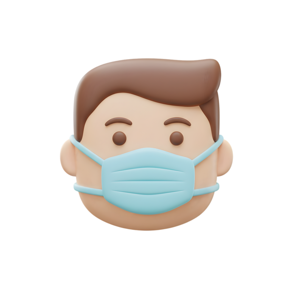 3D Render of a Man Wearing a Protective Face Mask A Digital Illustration of Health and Safety, mask png