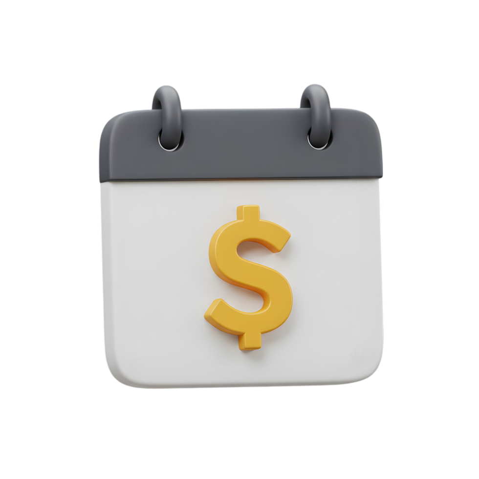 3D Render of a Calendar Icon with a Dollar Sign. Financial Planning and Budgeting Concept png