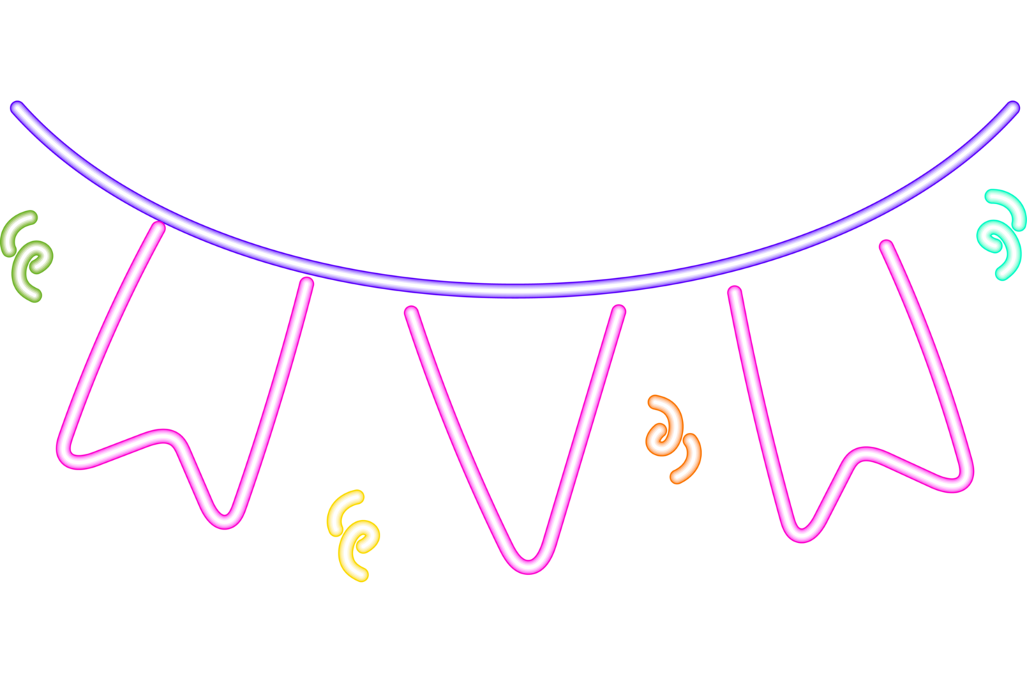 birthday garland with flags neon party png