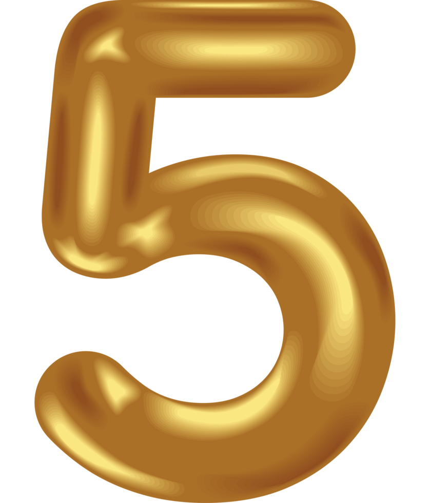 golden number five png