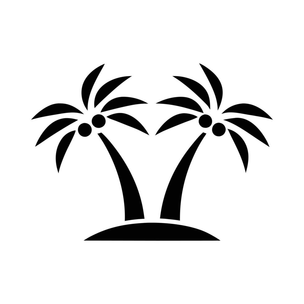 Silhouette of a palm tree on a tropical beach with sunset, ocean, and sky in the background vector