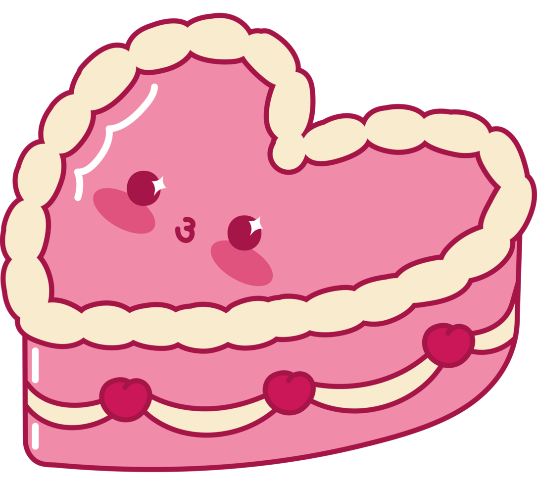birthday cake heart kawaii png