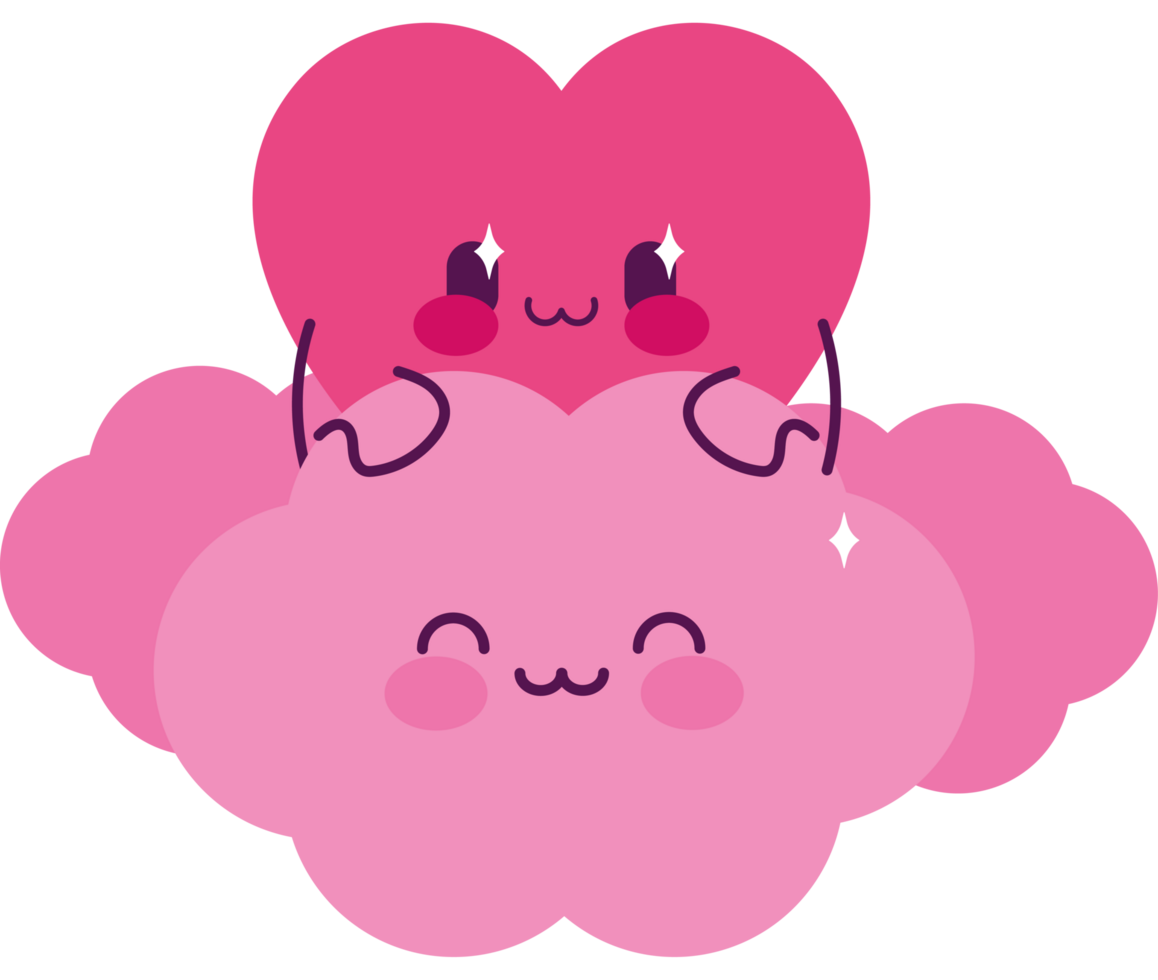 Heart Character with clouds Illustration png