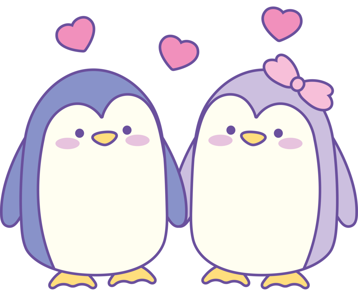 cute penguin animals in love png