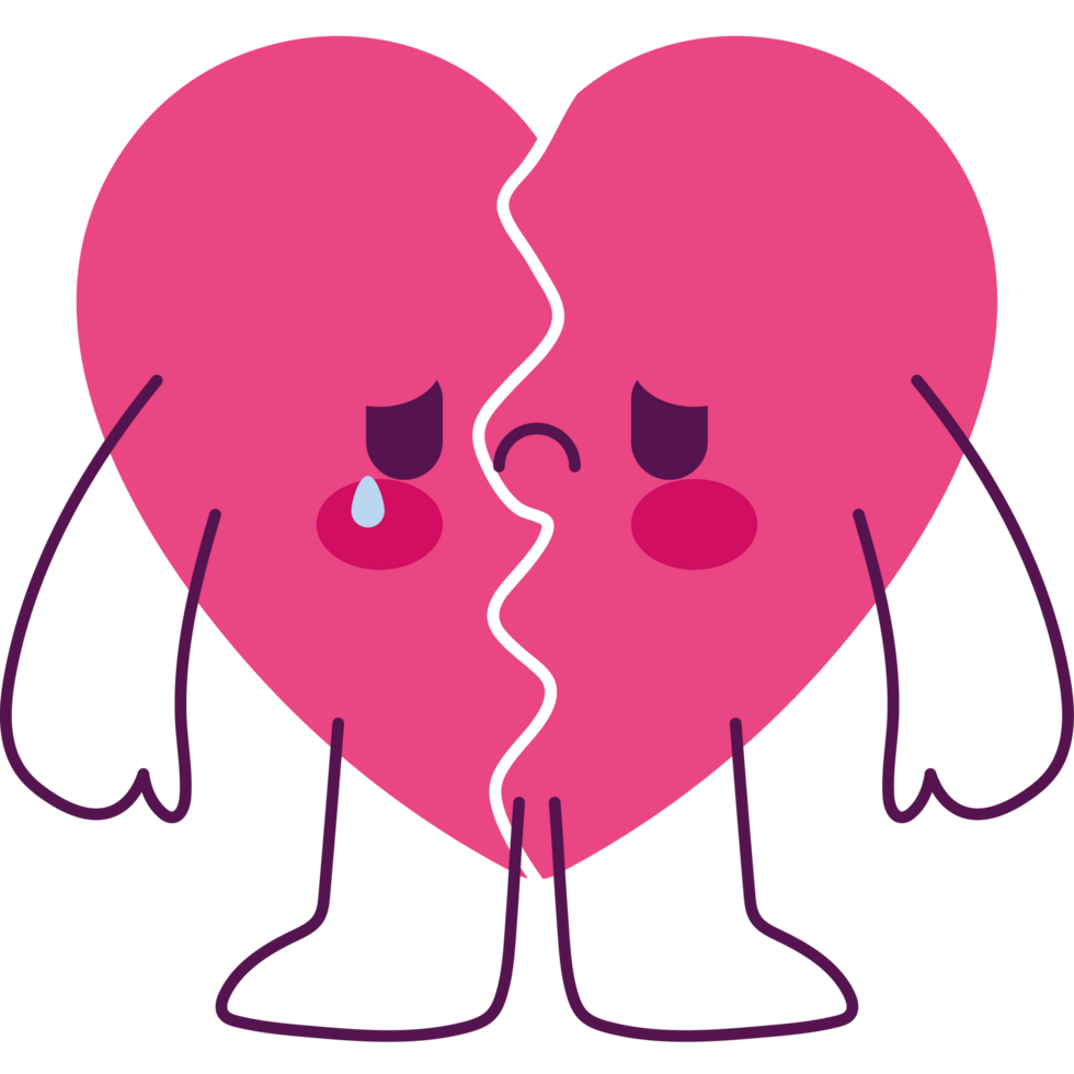 Broken Heart with Two Pieces Illustration png