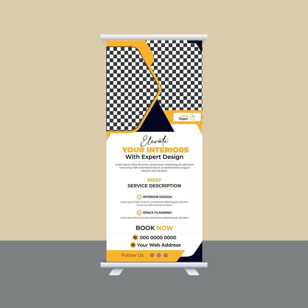 Interior Roll Up Banner Design Template vector