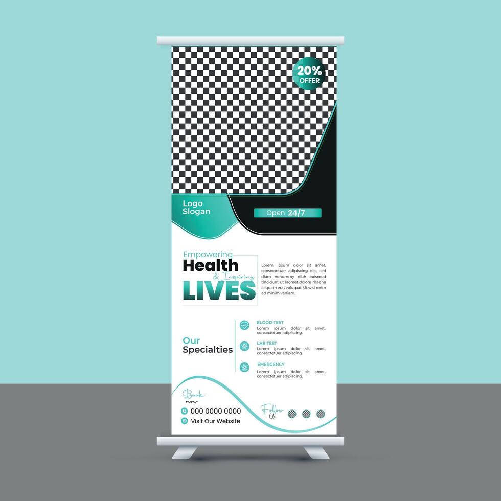 Health Roll up Banner vector