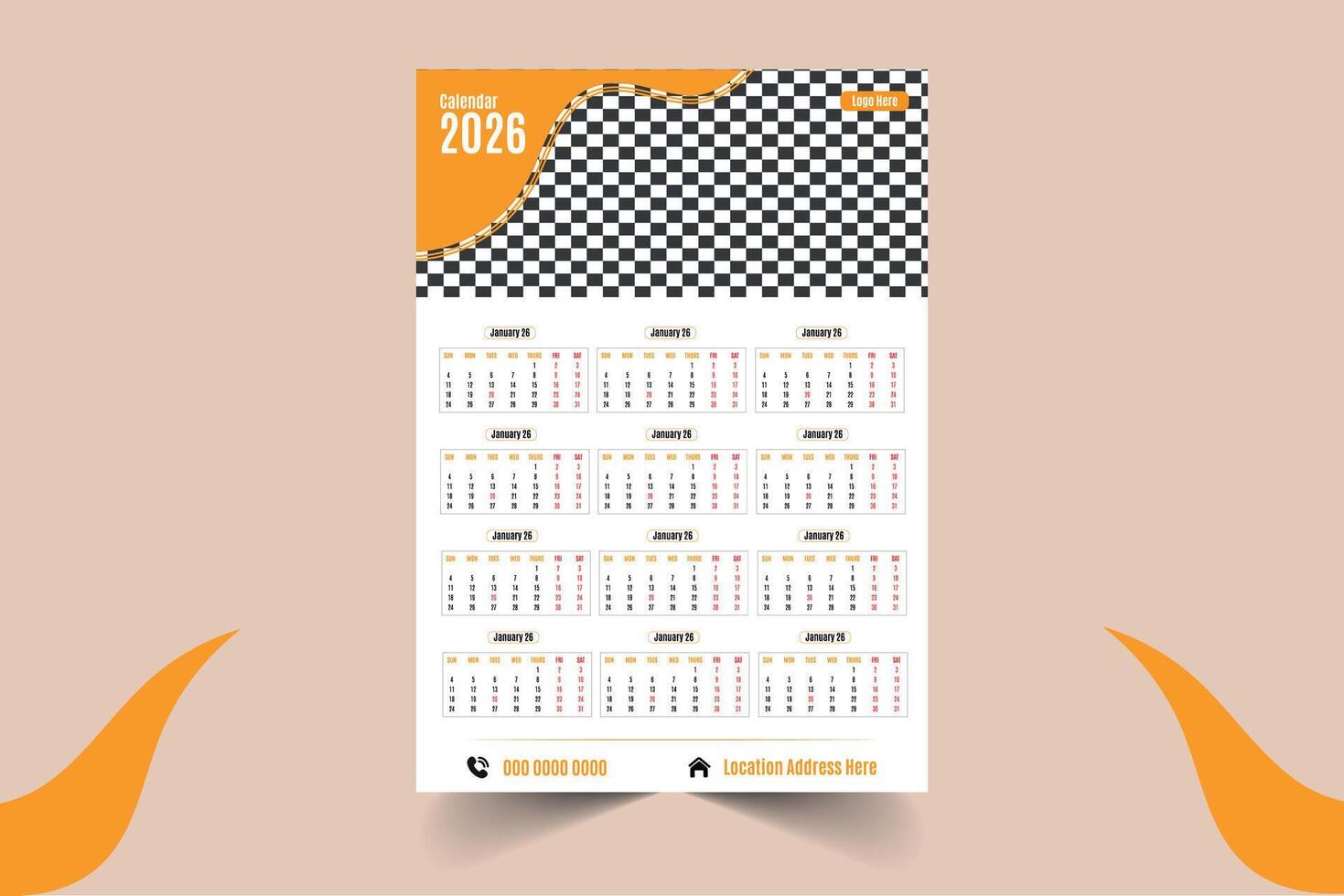 Corporate Wall Calendar Design Template vector