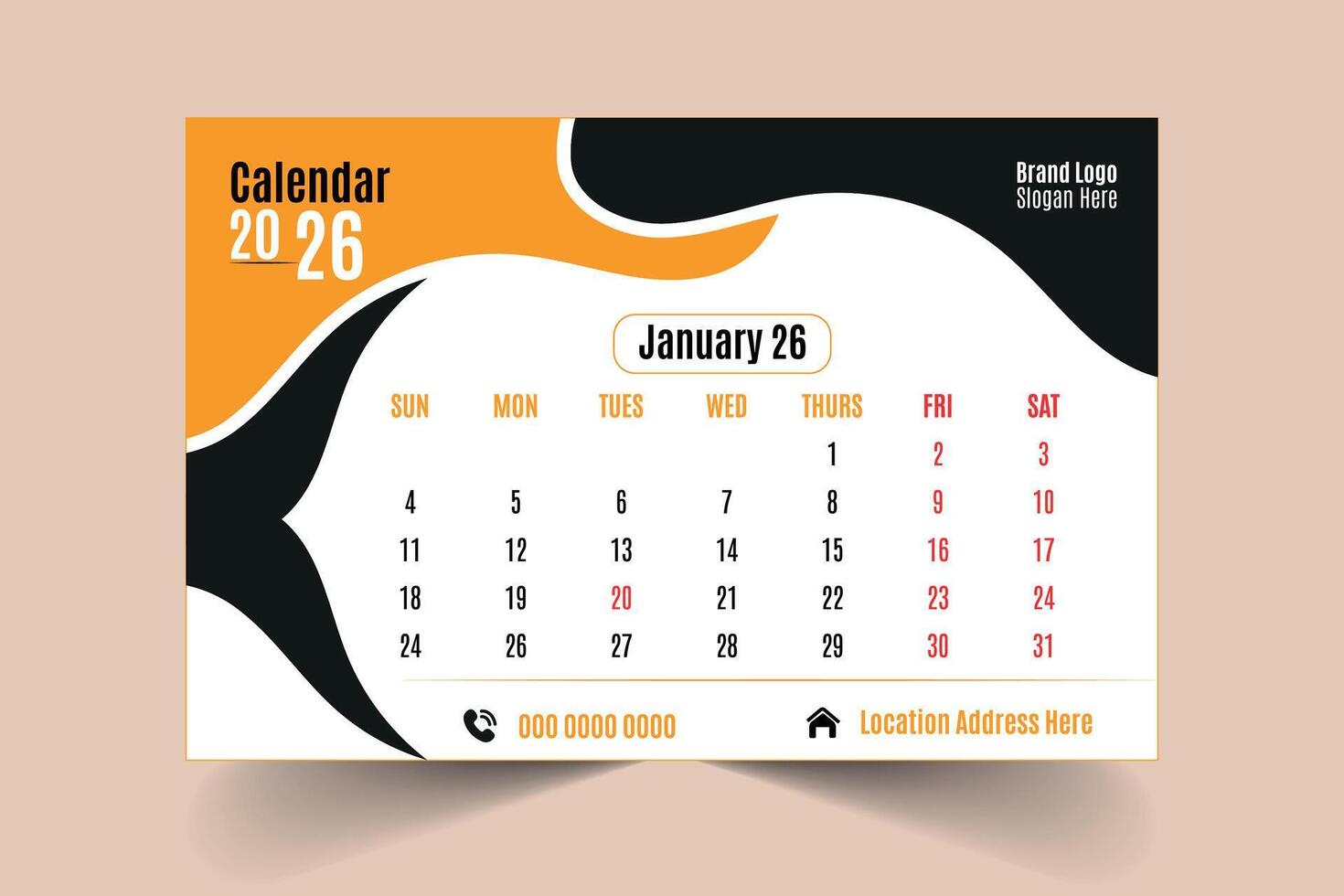 Corporate Desk Calendar Design Template vector