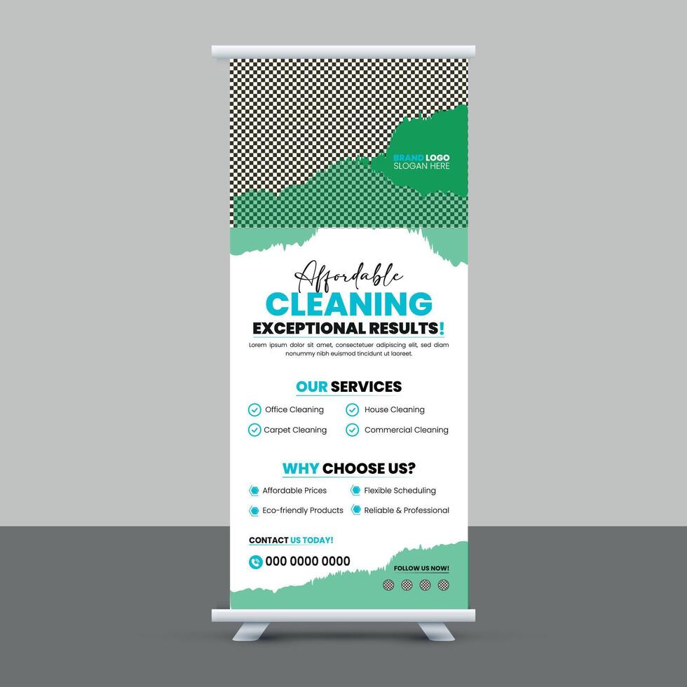 Cleaning Business Roll Up Banner Design Template vector