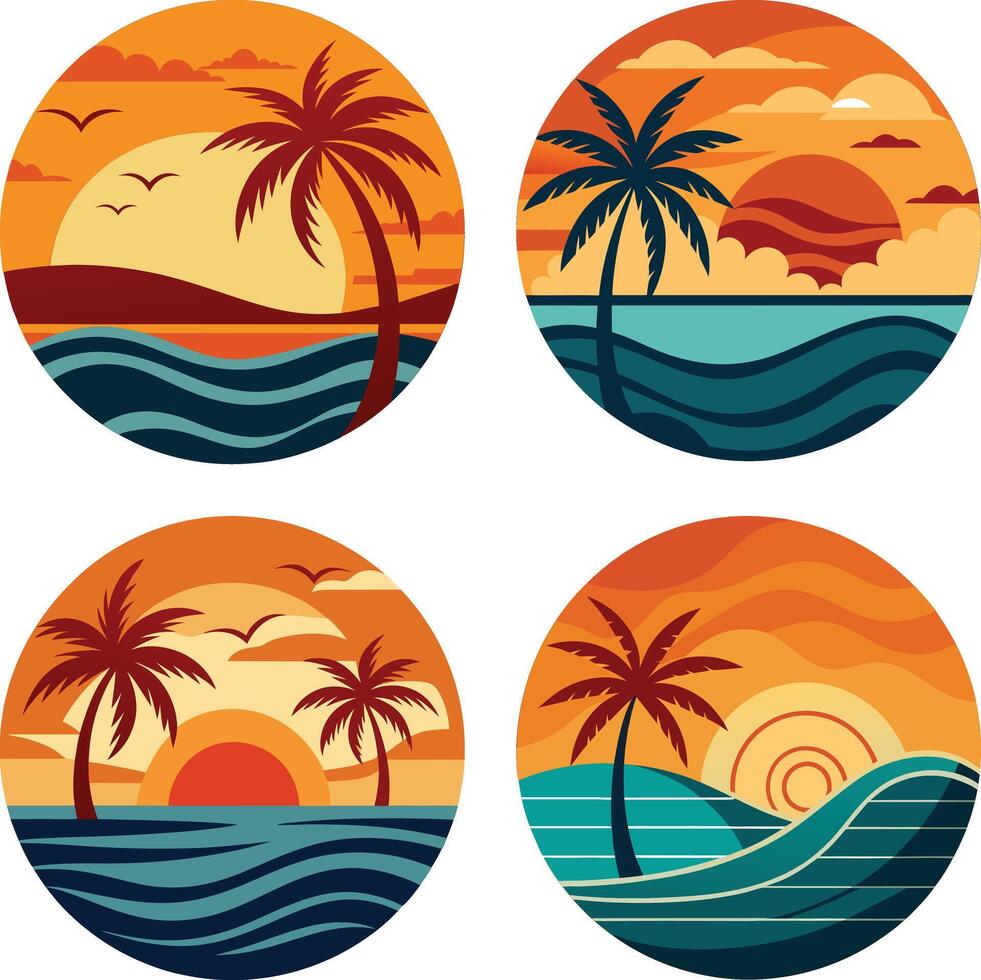 Four different types of tropical beach scenes vector