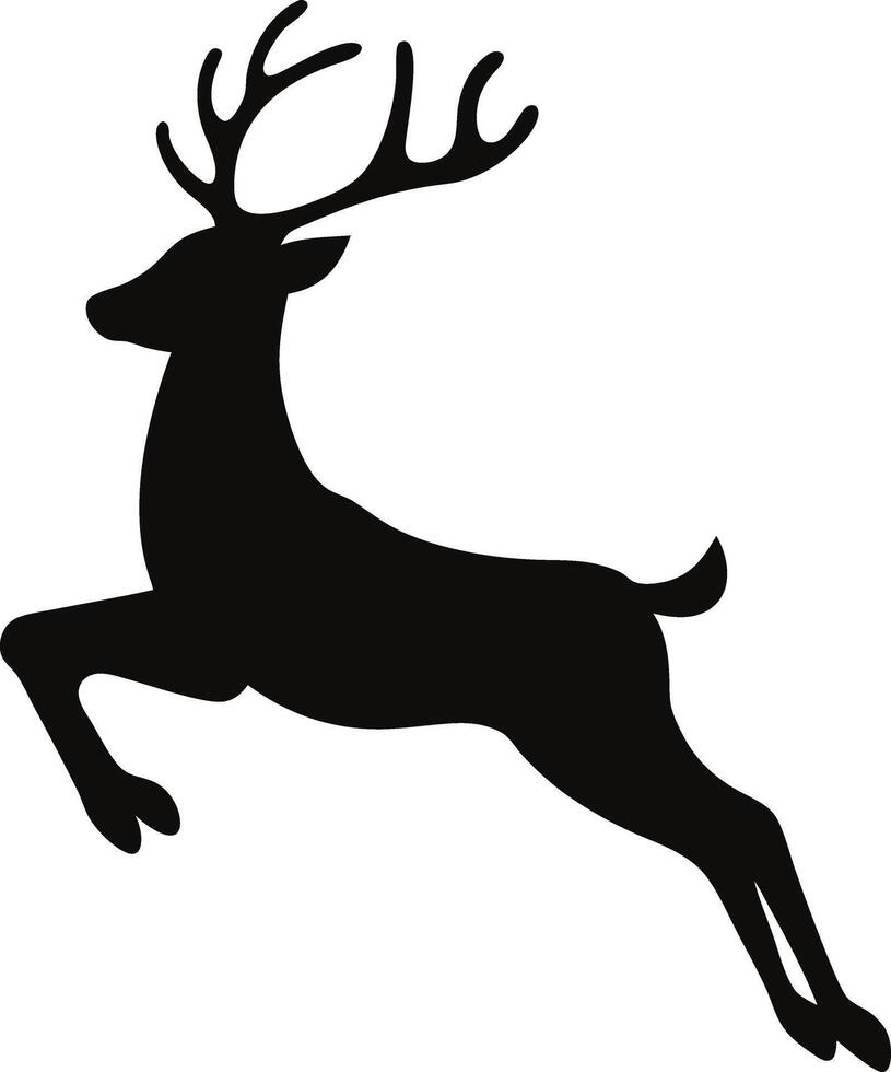A black silhouette of a deer jumping vector