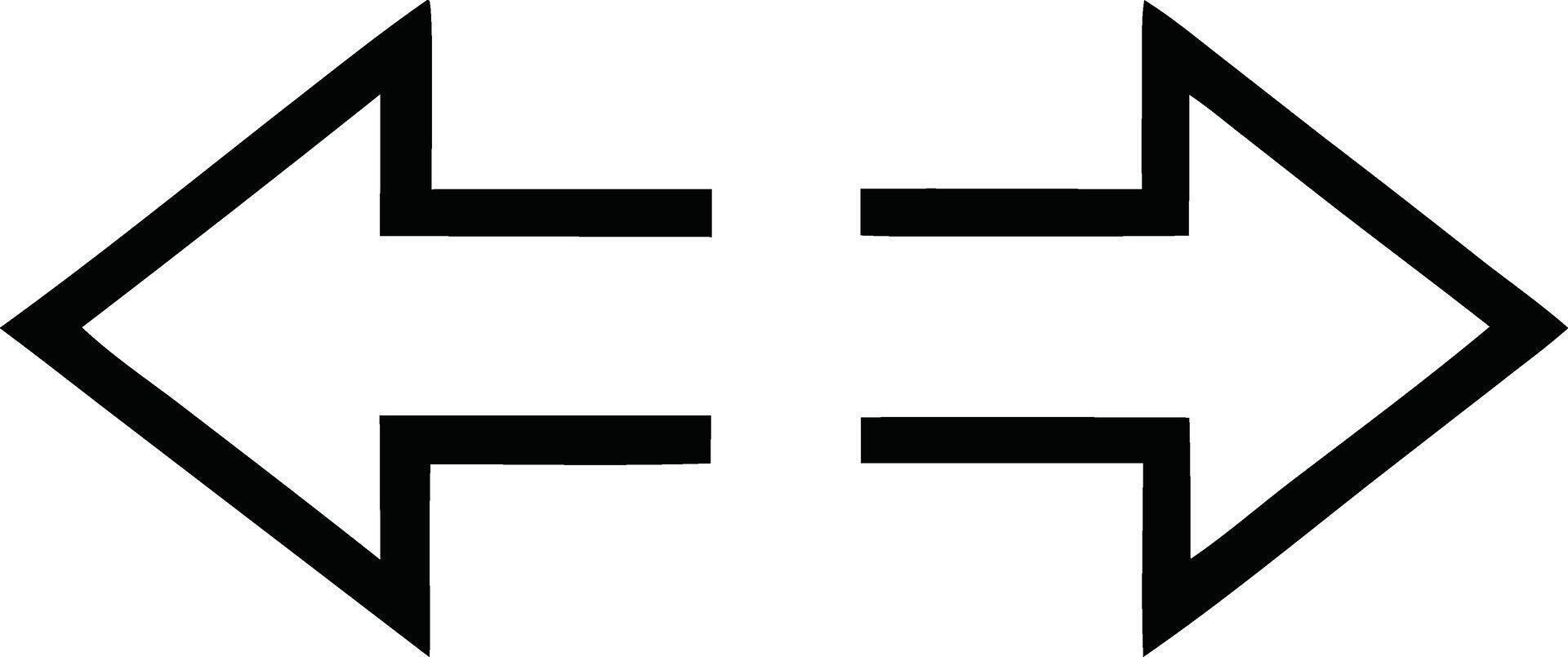 A black and white logo of two arrows pointing in opposite directions vector