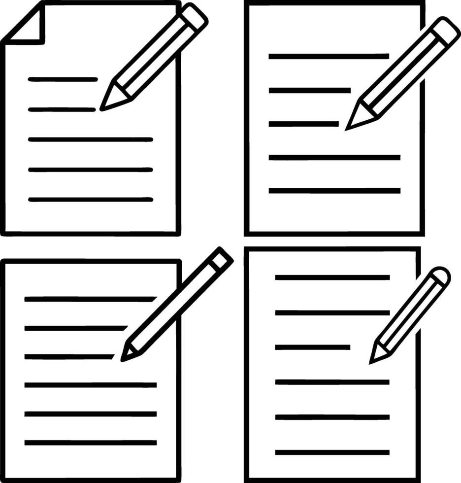 Four blank paper with a pen and pencil vector