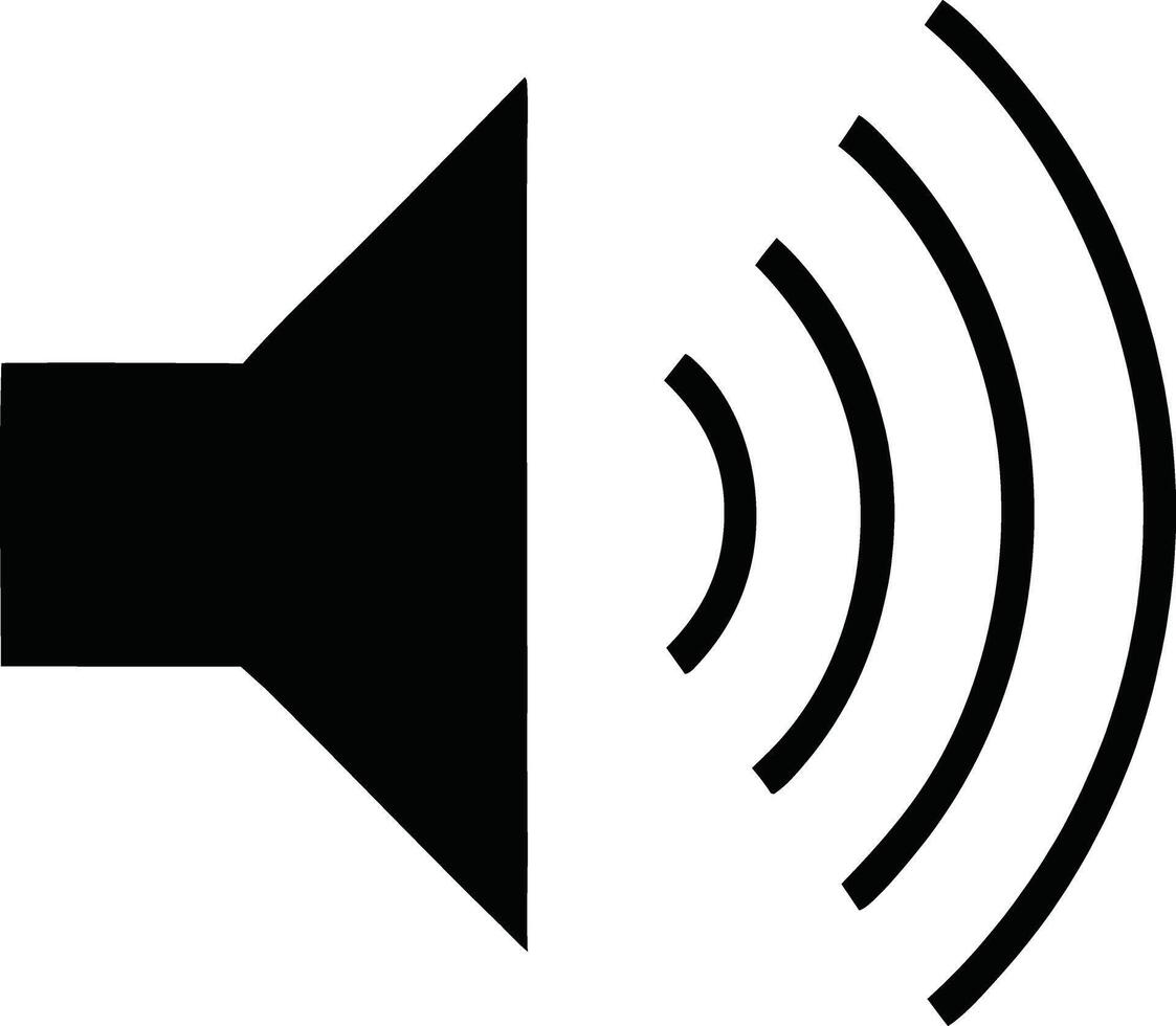 An icon of a speaker with a sound wave vector